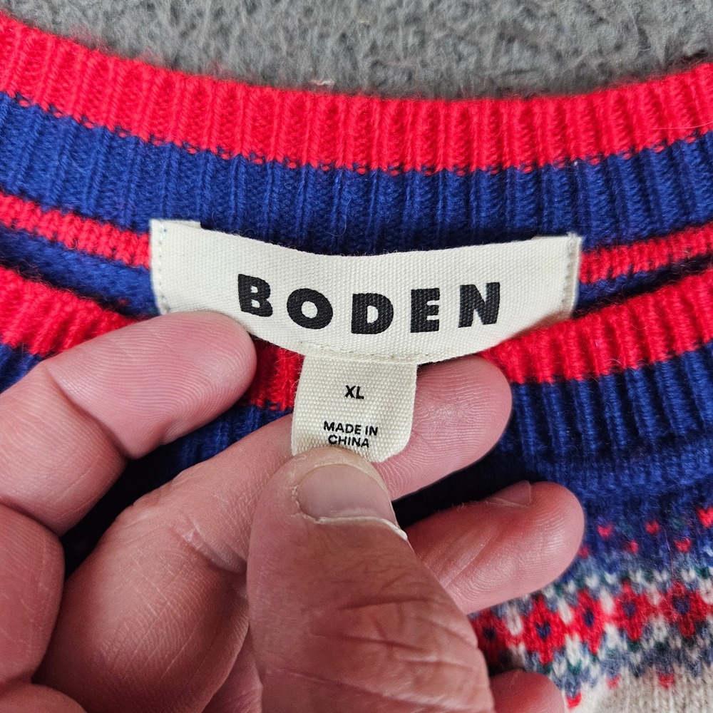 Boden Edie Fair Isle Jumper Nutcracker Sweater Blue Wool Alpaca XL - Picture 5 of 9